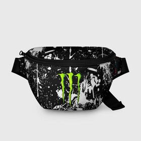 Поясная сумка 3D с принтом MONSTER ENERGY в Екатеринбурге, 100% полиэстер | плотная ткань, ремень с регулируемой длиной, внутри несколько карманов для мелочей, основное отделение и карман с обратной стороны сумки застегиваются на молнию | black monster | bmx | claw | cybersport | energy | monster | monster energy | moto | motocross | race | sport | киберспорт | когти | монстер энерджи | монстр | мото | мотокросс | ралли | скейтбординг | спорт | энергия