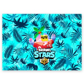 Поздравительная открытка с принтом BRAWL STARS TROPICAL SPROUT. в Екатеринбурге, 100% бумага | плотность бумаги 280 г/м2, матовая, на обратной стороне линовка и место для марки
 | Тематика изображения на принте: brawl stars | crow | gale | leon | leon shark | max | mr.p | sally leon | shark | sprout | tara | tropical sprout | virus 8 bit | werewolf leon | акула | берли | бравл старс | ворон | макс | оборотень