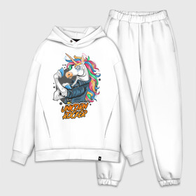 Мужской костюм хлопок OVERSIZE с принтом Unicorn Rocker в Екатеринбурге,  |  | art | rock | rocker | unicorn | арт | единорог | животные | картинка | рисунок | рок | рокер