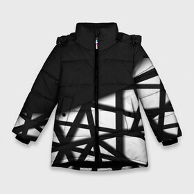 Зимняя куртка для девочек 3D с принтом BLACK GEOMETRY в Екатеринбурге, ткань верха — 100% полиэстер; подклад — 100% полиэстер, утеплитель — 100% полиэстер. | длина ниже бедра, удлиненная спинка, воротник стойка и отстегивающийся капюшон. Есть боковые карманы с листочкой на кнопках, утяжки по низу изделия и внутренний карман на молнии. 

Предусмотрены светоотражающий принт на спинке, радужный светоотражающий элемент на пуллере молнии и на резинке для утяжки. | abstraction | geometry | optic | optical | pattern | visual | абстракция | геометрия | линии | оптические | оптический узор | полосы | психоделика | разводы | текстуры | узор | узоры | фрактал
