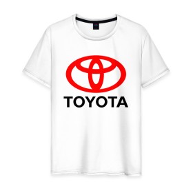 Мужская футболка хлопок с принтом TOYOTA в Екатеринбурге, 100% хлопок | прямой крой, круглый вырез горловины, длина до линии бедер, слегка спущенное плечо. | auto | sport | toyota | авто | автомобиль | автомобильные | бренд | марка | машины | спорт | тойота