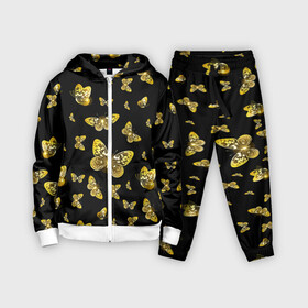 Детский костюм 3D с принтом Golden Butterfly pattern в Екатеринбурге,  |  | black | pattern | summer | wings | ангел | бабочка | бабочки | блестки | блестящий | девушке | желтые | животные | звери | золото | золотые | крылья | летать | летний | лето | мотылек | насекомое | ночные | паттерн