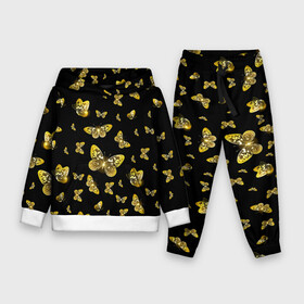 Детский костюм 3D (с толстовкой) с принтом Golden Butterfly pattern в Екатеринбурге,  |  | black | pattern | summer | wings | ангел | бабочка | бабочки | блестки | блестящий | девушке | желтые | животные | звери | золото | золотые | крылья | летать | летний | лето | мотылек | насекомое | ночные | паттерн