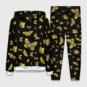 Женский костюм 3D (с толстовкой) с принтом Golden Butterfly pattern в Екатеринбурге,  |  | black | pattern | summer | wings | ангел | бабочка | бабочки | блестки | блестящий | девушке | желтые | животные | звери | золото | золотые | крылья | летать | летний | лето | мотылек | насекомое | ночные | паттерн