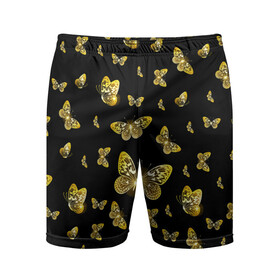 Мужские шорты спортивные с принтом Golden Butterfly pattern в Екатеринбурге,  |  | black | pattern | summer | wings | ангел | бабочка | бабочки | блестки | блестящий | девушке | желтые | животные | звери | золото | золотые | крылья | летать | летний | лето | мотылек | насекомое | ночные | паттерн