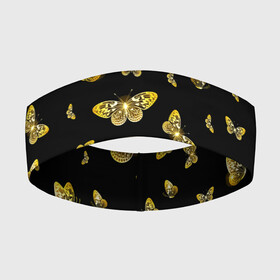 Повязка на голову 3D с принтом Golden Butterfly pattern в Екатеринбурге,  |  | black | pattern | summer | wings | ангел | бабочка | бабочки | блестки | блестящий | девушке | желтые | животные | звери | золото | золотые | крылья | летать | летний | лето | мотылек | насекомое | ночные | паттерн