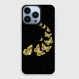 Чехол для iPhone 13 Pro с принтом Golden Butterfly in Space в Екатеринбурге,  |  | black | summer | wings | ангел | бабочка | бабочки | блестки | блестящий | девушке | желтые | животные | звезды | звери | золото | золотые | космос | крылья | летать | летний | лето | мотылек | насекомое | ночные