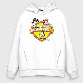 Мужское худи Oversize хлопок с принтом Animaniacs Уорнер в Екатеринбурге, френч-терри — 70% хлопок, 30% полиэстер. Мягкий теплый начес внутри —100% хлопок | боковые карманы, эластичные манжеты и нижняя кромка, капюшон на магнитной кнопке | Тематика изображения на принте: animaniacs | dot warner | vdpartat | wakko warner | yakko warner | вакко уорнер | дот уорнер | озорные анимашки | якко уорнер