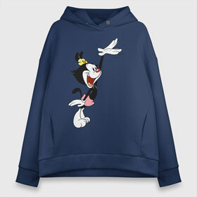 Женское худи Oversize хлопок с принтом Дот Уорнер Animaniacs в Екатеринбурге, френч-терри — 70% хлопок, 30% полиэстер. Мягкий теплый начес внутри —100% хлопок | боковые карманы, эластичные манжеты и нижняя кромка, капюшон на магнитной кнопке | animaniacs | dot warner | vdpartat | дот уорнер | озорные анимашки