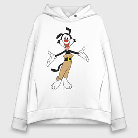 Женское худи Oversize хлопок с принтом Якко Уорнер Animaniacs в Екатеринбурге, френч-терри — 70% хлопок, 30% полиэстер. Мягкий теплый начес внутри —100% хлопок | боковые карманы, эластичные манжеты и нижняя кромка, капюшон на магнитной кнопке | animaniacs | vdpartat | yakko warner | озорные анимашки | якко уорнер