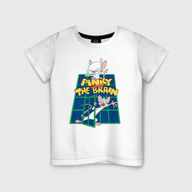 Детская футболка хлопок с принтом Брейн и Пинки в Екатеринбурге, 100% хлопок | круглый вырез горловины, полуприлегающий силуэт, длина до линии бедер | animaniacs | vdpartat | белая мышь | брейн | гений | глупая мышь | озорные анимашки | пинки