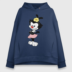 Женское худи Oversize хлопок с принтом Дот Уорнер Animaniacs в Екатеринбурге, френч-терри — 70% хлопок, 30% полиэстер. Мягкий теплый начес внутри —100% хлопок | боковые карманы, эластичные манжеты и нижняя кромка, капюшон на магнитной кнопке | animaniacs | dot warner | vdpartat | дот уорнер | озорные анимашки