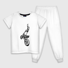 Детская пижама хлопок с принтом Мотоспорт (Z) в Екатеринбурге, 100% хлопок |  брюки и футболка прямого кроя, без карманов, на брюках мягкая резинка на поясе и по низу штанин
 | Тематика изображения на принте: enduro | ktm | moto | motocycle | sportmotorcycle | ктм | мото | мотокросс | мотоспорт