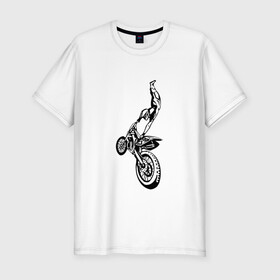 Мужская футболка хлопок Slim с принтом Мотоспорт (Z) в Екатеринбурге, 92% хлопок, 8% лайкра | приталенный силуэт, круглый вырез ворота, длина до линии бедра, короткий рукав | enduro | ktm | moto | motocycle | sportmotorcycle | ктм | мото | мотокросс | мотоспорт