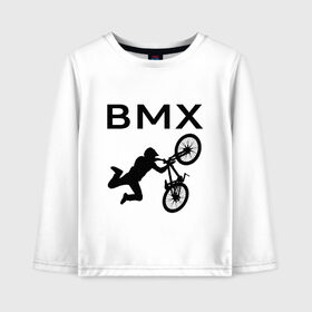 Детский лонгслив хлопок с принтом Велоспорт BMX (Z) в Екатеринбурге, 100% хлопок | круглый вырез горловины, полуприлегающий силуэт, длина до линии бедер | bicycle | bicyclist | bike | biker | bmx | cycle | rider | байкер | бмх | вело | велогонщик | велосепедист | велосипед | гонщик