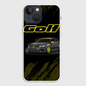 Чехол для iPhone 13 mini с принтом Volkswagen Golf | Фольксваген Гольф (Z) в Екатеринбурге,  |  | amarok | arteon | caravelle | golf | polo | scirocco | teramont | tiguan | touareg | transporter | volkswagen | vw | wv | авто | автомобиль | ам | бренд | карбон | машина | машины | народный автомобиль | фольксваген