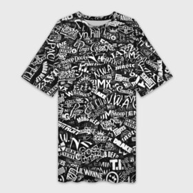 Платье-футболка 3D с принтом Top Hip Hop в Екатеринбурге,  |  | 50cent | eminem | hip hop | ice cube | jay z | onix | public enemy | rap | raper | rapper | run dmc | wu tang | паттрен | реп | репер | рэп | хип хоп