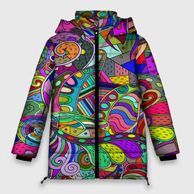 Женская зимняя куртка 3D с принтом Дудлы узор разноцветный хиппи в Екатеринбурге, верх — 100% полиэстер; подкладка — 100% полиэстер; утеплитель — 100% полиэстер | длина ниже бедра, силуэт Оверсайз. Есть воротник-стойка, отстегивающийся капюшон и ветрозащитная планка. 

Боковые карманы с листочкой на кнопках и внутренний карман на молнии | dudly | абстракция | геометрия | дудлинг | дудлы | линия | разноцветный | рисунок | точка | узор | хиппи | цвета | ярко