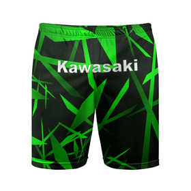 Мужские шорты спортивные с принтом Kawasaki в Екатеринбурге,  |  | Тематика изображения на принте: kawasaki | moto | дорога | кавасаки | машина | мотокросс | мотоцикл | мотоциклы