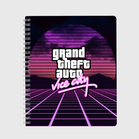 Тетрадь с принтом GTA VICE CITY в Екатеринбурге, 100% бумага | 48 листов, плотность листов — 60 г/м2, плотность картонной обложки — 250 г/м2. Листы скреплены сбоку удобной пружинной спиралью. Уголки страниц и обложки скругленные. Цвет линий — светло-серый
 | grand theft auto | grove street | grove street 4 life | gta | gta 4 | gta 5 | gta sa | gta v | gta vice city | neon | samp | san andreas | vice city | грув стрит | игры | неон | самп | сан андреас