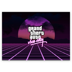 Поздравительная открытка с принтом GTA VICE CITY в Екатеринбурге, 100% бумага | плотность бумаги 280 г/м2, матовая, на обратной стороне линовка и место для марки
 | Тематика изображения на принте: grand theft auto | grove street | grove street 4 life | gta | gta 4 | gta 5 | gta sa | gta v | gta vice city | neon | samp | san andreas | vice city | грув стрит | игры | неон | самп | сан андреас