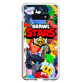 Чехол для Samsung S10E с принтом BRAWL STARS ВСЕ БРАВЛЕРЫ в Екатеринбурге, Силикон | Область печати: задняя сторона чехла, без боковых панелей | bibi | brawl stars | coach mike | crow | gale | leon | leon shark | max | mecha crow | mortis | mr.p | nani | phoenix | sally leon | sandy | spike | sprout | tara | virus 8 bit | werewolf | ворон | оборотень