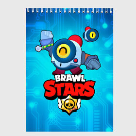 Скетчбук с принтом Nani - Brawl Stars в Екатеринбурге, 100% бумага
 | 48 листов, плотность листов — 100 г/м2, плотность картонной обложки — 250 г/м2. Листы скреплены сверху удобной пружинной спиралью | бравл | бравлер | бравлпасс | бравлстарс | бравлстарсигра | бравлстарсновыйперс | бравлы | нани | робот