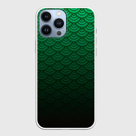 Чехол для iPhone 13 Pro Max с принтом Узор зеленая чешуя дракон в Екатеринбурге,  |  | геометрия | градиент | дракон | змей | круги | переход цвета | синий | текстура | темный | узор | чешуя | ящерица