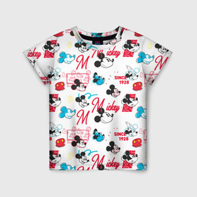 Детская футболка 3D с принтом Mickey Mouse, в Екатеринбурге, 100% гипоаллергенный полиэфир | прямой крой, круглый вырез горловины, длина до линии бедер, чуть спущенное плечо, ткань немного тянется | disney | mickey mouse | vdpartat | дисней | маус | мики | микки | микки маус | мышонок микки | паттерн | текстура