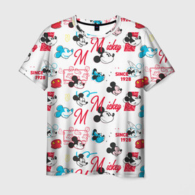Мужская футболка 3D с принтом Mickey Mouse, в Екатеринбурге, 100% полиэфир | прямой крой, круглый вырез горловины, длина до линии бедер | disney | mickey mouse | vdpartat | дисней | маус | мики | микки | микки маус | мышонок микки | паттерн | текстура