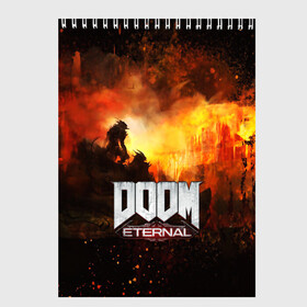 Скетчбук с принтом DOOM ETERNAL в Екатеринбурге, 100% бумага
 | 48 листов, плотность листов — 100 г/м2, плотность картонной обложки — 250 г/м2. Листы скреплены сверху удобной пружинной спиралью | bethesda softworks | doom eternal | doomguy | id software | демоны | дум этернал | марс | палач рока | этернал