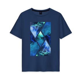 Женская футболка хлопок Oversize с принтом Синие дебри в Екатеринбурге, 100% хлопок | свободный крой, круглый ворот, спущенный рукав, длина до линии бедер
 | авторская фотография | красочно | макро | природа | растения | синий | фотография