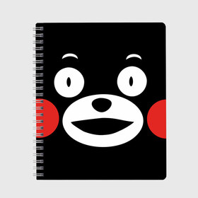 Тетрадь с принтом Kumamon в Екатеринбурге, 100% бумага | 48 листов, плотность листов — 60 г/м2, плотность картонной обложки — 250 г/м2. Листы скреплены сбоку удобной пружинной спиралью. Уголки страниц и обложки скругленные. Цвет линий — светло-серый
 | Тематика изображения на принте: fire | for | glory | hell | japan | kumamon | of course | ofc | satan | the | иероглифы | кумамон | медведь | огонь | пожар | сатана | япония