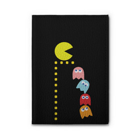Обложка для автодокументов с принтом Pac-man в Екатеринбурге, натуральная кожа |  размер 19,9*13 см; внутри 4 больших “конверта” для документов и один маленький отдел — туда идеально встанут права | old school | retro game | video game | видео игры | ретро игры