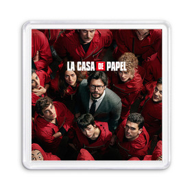 Магнит 55*55 с принтом La Casa de Papel (Z) в Екатеринбурге, Пластик | Размер: 65*65 мм; Размер печати: 55*55 мм | Тематика изображения на принте: la casa de papel | netflix | берлин | бумажный дом | лиссабон | профессор | сальва | токио