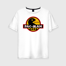 Женская футболка хлопок Oversize с принтом PAC-MAN в Екатеринбурге, 100% хлопок | свободный крой, круглый ворот, спущенный рукав, длина до линии бедер
 | old school | retro game | video game | видео игры | ретро игры