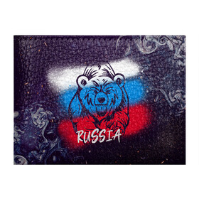 Обложка для студенческого билета с принтом Russia Bear в Екатеринбурге, натуральная кожа | Размер: 11*8 см; Печать на всей внешней стороне | Тематика изображения на принте: 12 июня | bear | marble | russia | грозный медведь | день россии | медведь | мишка | мрамор | мраморная | праздник | россия | страна | триколор | флаг