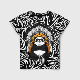 Детская футболка 3D с принтом Мудрая Панда в Екатеринбурге, 100% гипоаллергенный полиэфир | прямой крой, круглый вырез горловины, длина до линии бедер, чуть спущенное плечо, ткань немного тянется | Тематика изображения на принте: brand | kung fu | moda | panda | style | texture | бренд | кунг фу | кунгфу | мода | панденыш | панды | прикольные картинки | смайлы | стикербук | стиль | текстура | фон | эмодзи
