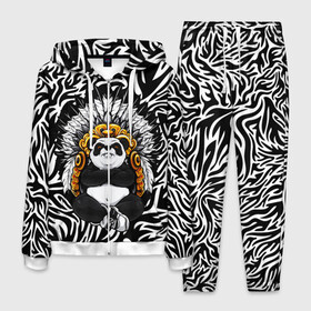 Мужской костюм 3D с принтом Мудрая Панда в Екатеринбурге, 100% полиэстер | Манжеты и пояс оформлены тканевой резинкой, двухслойный капюшон со шнурком для регулировки, карманы спереди | brand | kung fu | moda | panda | style | texture | бренд | кунг фу | кунгфу | мода | панденыш | панды | прикольные картинки | смайлы | стикербук | стиль | текстура | фон | эмодзи