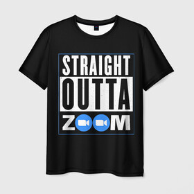 Мужская футболка 3D с принтом ZOOM в Екатеринбурге, 100% полиэфир | прямой крой, круглый вырез горловины, длина до линии бедер | skype | video | zoom | видео | дома | интернет | обучение | приложение | сиди | скайп | университет | школа