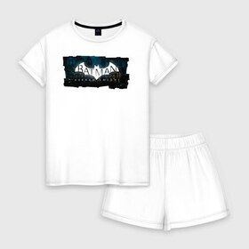 Женская пижама с шортиками хлопок с принтом Batman: Arkham Knight в Екатеринбурге, 100% хлопок | футболка прямого кроя, шорты свободные с широкой мягкой резинкой | batman | batman arkham knight | vdzabma | бэтмен | бэтмен рыцарь аркхема