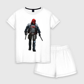 Женская пижама с шортиками хлопок с принтом Red Hood в Екатеринбурге, 100% хлопок | футболка прямого кроя, шорты свободные с широкой мягкой резинкой | batman | batman arkham knight | red hood | vdzabma | бэтмен | бэтмен рыцарь аркхема | красный колпак