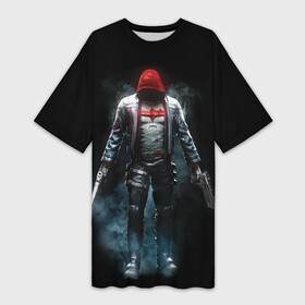 Платье-футболка 3D с принтом Red Hood в Екатеринбурге,  |  | batman | batman arkham knight | red hood | vdzabma | бэтмен | бэтмен рыцарь аркхема | красный колпак