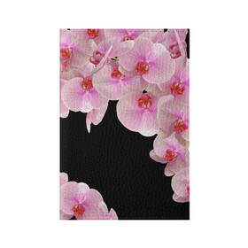 Обложка для паспорта матовая кожа с принтом Орхидеи в ночи в Екатеринбурге, натуральная матовая кожа | размер 19,3 х 13,7 см; прозрачные пластиковые крепления | азия | бабочки | бутоны | ветки | девушкам | джунгли | женщинам | лепестки | летний | лето | листья | любовь | март | орхидеи | орхидея | подарок | природа | растения | розовыецветы | сад | тропика