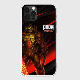 Чехол для iPhone 12 Pro с принтом DOOM ETERNAL в Екатеринбурге, силикон | область печати: задняя сторона чехла, без боковых панелей | Тематика изображения на принте: demons | devil | doom | doom eternal | doom guy | doom slayer | hell | iddqd | slayer | ад | демоны | дум | палач рока