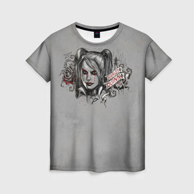 Женская футболка 3D с принтом Harley Quinn в Екатеринбурге, 100% полиэфир ( синтетическое хлопкоподобное полотно) | прямой крой, круглый вырез горловины, длина до линии бедер | batman | batman arkham knight | harley quinn | vdzabma | бэтмен | бэтмен рыцарь аркхема | харли куинн