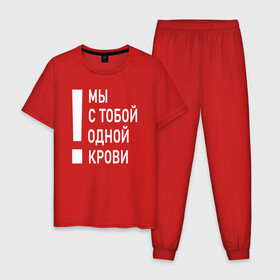 Мужская пижама хлопок с принтом Мы с тобой одной крови в Екатеринбурге, 100% хлопок | брюки и футболка прямого кроя, без карманов, на брюках мягкая резинка на поясе и по низу штанин
 | волонтёр | врач | год донора | день донора | донор крови | донор россии | красный крест | надпись | плашка | плюс | помощь | почетный донор | сдача крови | спасатель