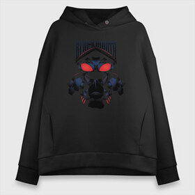 Женское худи Oversize хлопок с принтом BLACK MANTA в Екатеринбурге, френч-терри — 70% хлопок, 30% полиэстер. Мягкий теплый начес внутри —100% хлопок | боковые карманы, эластичные манжеты и нижняя кромка, капюшон на магнитной кнопке | aquaman | atlanna | atlantean soldier | black manta | brine king | mera | orm | vdgerir | аквамен | аквамэн | артур карри | атланта | мера