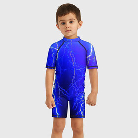 Детский купальный костюм 3D с принтом ELECTRIX DIGITAL в Екатеринбурге, Полиэстер 85%, Спандекс 15% | застежка на молнии на спине | color | colour | electricity | glim | glow | light | lights | neon | power | shine | молния | напряжение | неоновый | разряд | стихия | ток | удар | электричество