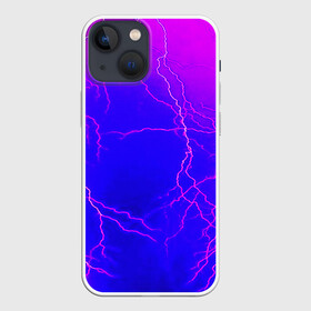 Чехол для iPhone 13 mini с принтом НЕОНОВАЯ МОЛНИЯ в Екатеринбурге,  |  | color | colour | electricity | glim | glow | light | lights | neon | power | shine | молния | напряжение | неоновый | разряд | стихия | ток | удар | электричество